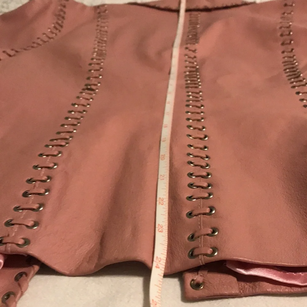 Vintage Oscar Piel Pink leather jacket XL grommet tie lace